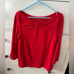 Kate Spade Vibrant Red Bow Accent Top - Like New! Size Large.